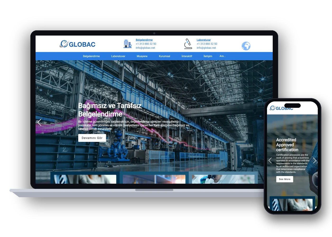 Screenshot der Globac-Website