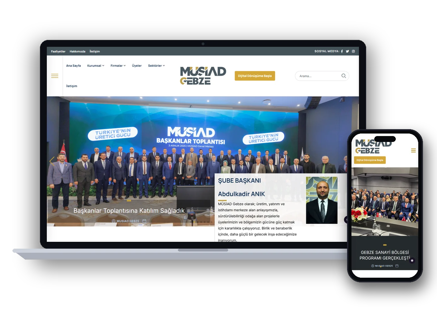 Screenshot der MÜSİAD Gebze-Website
