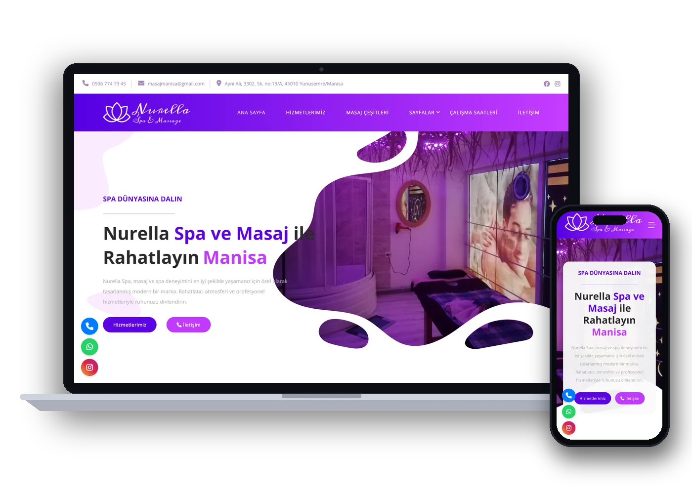 Screenshot der Nurella Spa & Masaj-Website