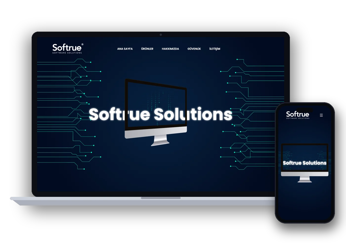 Screenshot der Softrue Solutions-Website