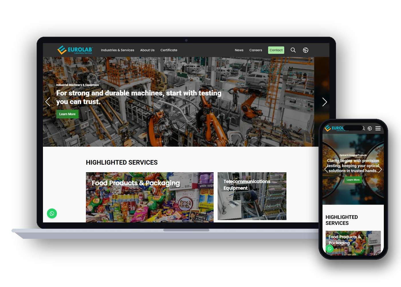 Screenshot der Testing Laboratory-Website